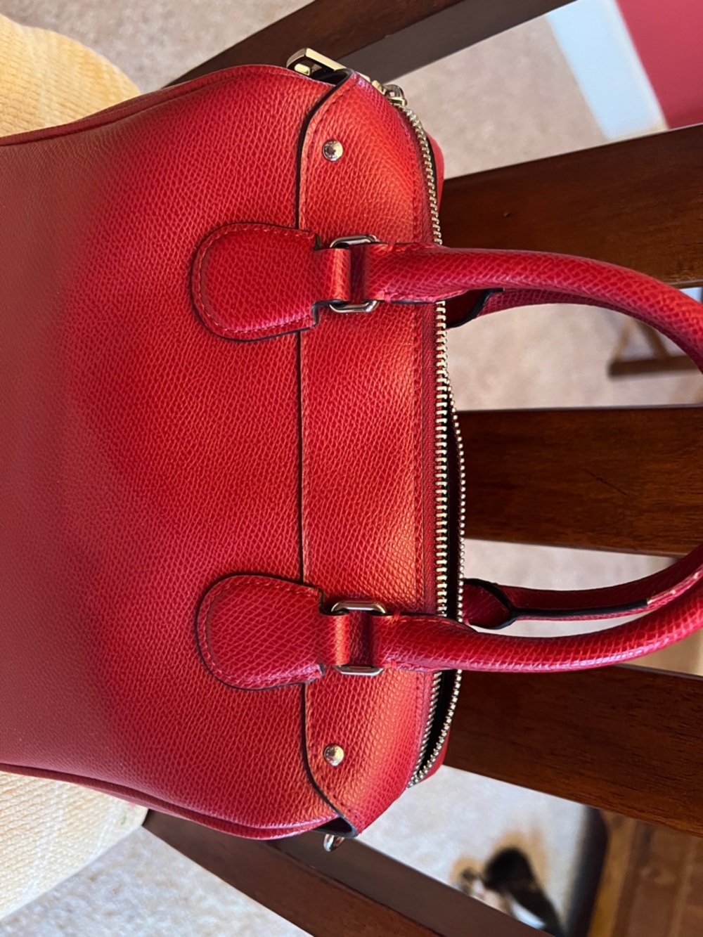 Coach Red Leather Satchel with Snoopy Sketch - Picture 4 of 8